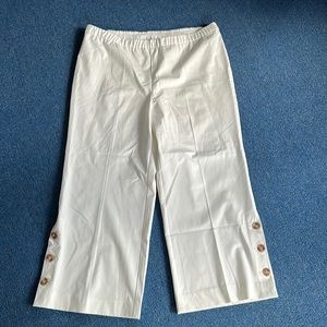 NEW Isaac Mizrahi Ivory Wide Leg Pull-On Capri Pants Sz 20WT